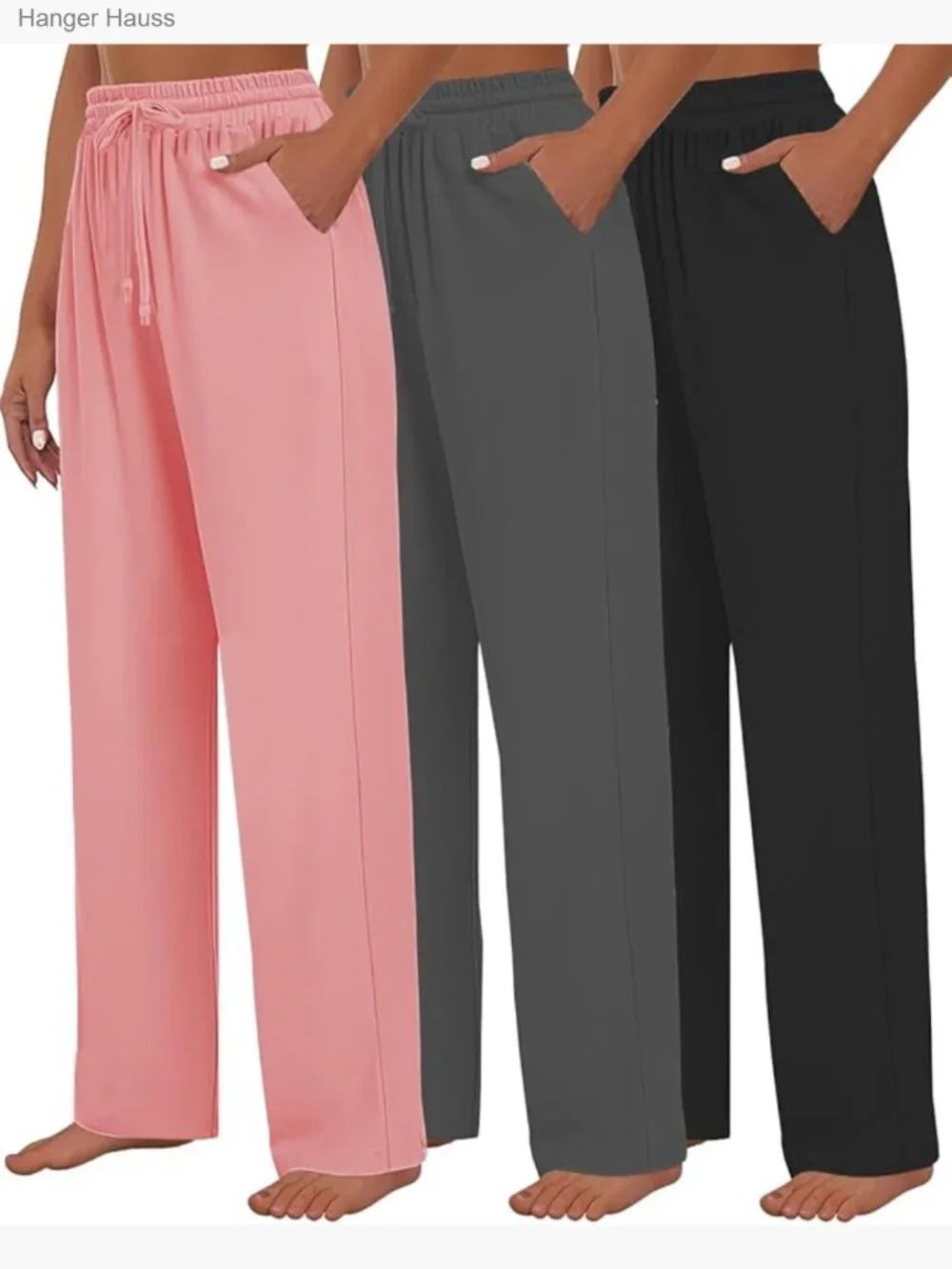 3 Pack Women's Yoga Sweatpants Wide Leg Lounge Pajamas Drawstring Joggers with